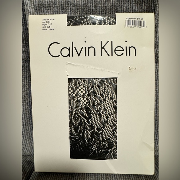 Calvin Klein Allover Floral Net Tight Size A/B Color Black Style C12 - Picture 1 of 3